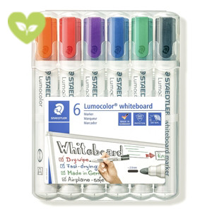 STAEDTLER Lumocolor Lumocolor® Marcatore per lavagna, Punta tonda, 2 mm, Colori assortiti, Confezione da 6 pezzi (confezione 6 pezzi)