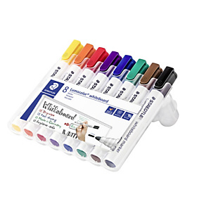 Staedtler Lumocolor® Marcatore per lavagna bianca, Punta tonda, 2 mm, Colori assortiti (confezione 8 pezzi)