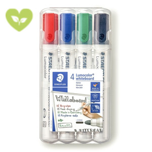 STAEDTLER Lumocolor Marcatore per lavagna, Punta tonda 2 mm, Colori assortiti (confezione 4 pezzi)