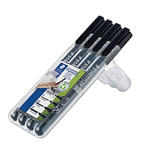 Staedtler Lumocolor Marqueur permanent Lumocolor 4 largeurs de pointe fine ogive 0.4 à 2.5 mm mm - Noir - Étui chevalet de 4 Staedtler Lumocolor Marqueur permanent Lumocolor 4 largeurs de pointe fine ogive 0.4 à 2.5 mm mm - Noir - Étui chevalet de 4