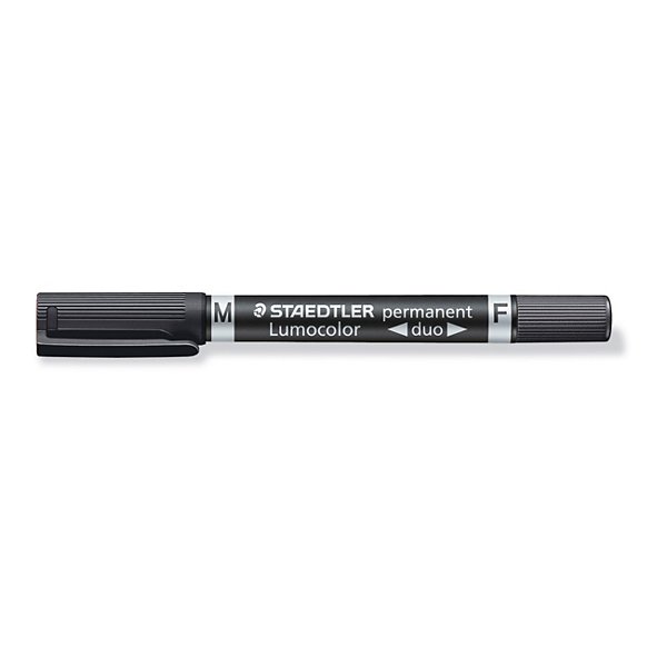 Staedtler Lumocolor Marqueur permanent Lumocolor Duo - Pointes fine et moyenne 1.5 mm - Noir - 4