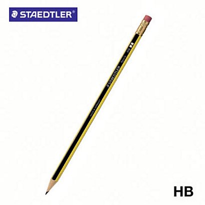 STAEDTLER Matita in grafite Noris 120, Mina HB, Fusto esagonale giallo e  nero, Con gommino (confezione 12 pezzi) - Matite di Grafite