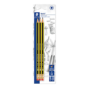 Staedtler Noris 122 Matita in grafite, Mina HB, Fusto esagonale giallo e nero (confezione 3 pezzi) Staedtler Noris 122 Matita in grafite, Mina HB, Fusto esagonale giallo e nero (confezione 3 pezzi)