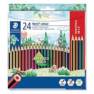 Staedtler Noris 185 Crayon de couleur hexagonal en bois upcyclé coloris assortis - Etui en carton de 20 + 4 offerts Staedtler Noris 185 Crayon de couleur hexagonal en bois upcyclé coloris assortis - Etui en carton de 20 + 4 offerts