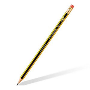 Staedtler Noris Crayon de papier avec gomme mine HB corps hexagonal jaune et noir - Boîte de 12