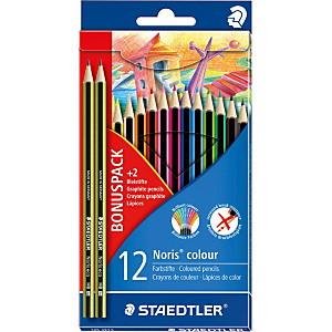 Staedtler Noris Lápices de colores, cuerpo hexagonal, colores de minas variados Staedtler Noris Lápices de colores, cuerpo hexagonal, colores de minas variados