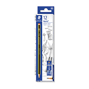 Staedtler Noris Matita in grafite, Mina 2B, Fusto esagonale giallo e nero (confezione 12 pezzi) Staedtler Noris Matita in grafite, Mina 2B, Fusto esagonale giallo e nero (confezione 12 pezzi)
