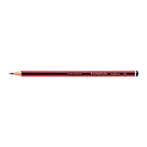 STAEDTLER Tradition, crayon graphite, mine 4H, corps hexagonal noir et rouge (lot de 12)