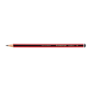 STAEDTLER Tradition, crayon graphite, mine 4H, corps hexagonal noir et rouge (lot de 12)