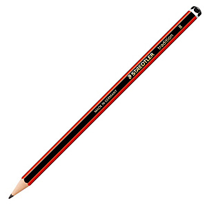 Staedtler Tradition, lápiz de grafito, mina B, cuerpo hexagonal negro y rojo Staedtler Tradition, lápiz de grafito, mina B, cuerpo hexagonal negro y rojo