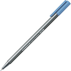 Staedtler Triplus 334 Bolígrafo fineliner, punta superfina, cuerpo gris de polipropileno, tinta azul pastel