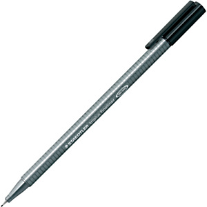 Staedtler Triplus 334 Bolígrafo fineliner, punta superfina, cuerpo gris de polipropileno, tinta negra Staedtler Triplus 334 Bolígrafo fineliner, punta superfina, cuerpo gris de polipropileno, tinta negra