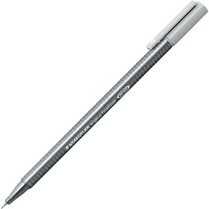 Staedtler Triplus 334 Bolígrafo fineliner, punta superfina, cuerpo gris de polipropileno, tinta plata Staedtler Triplus 334 Bolígrafo fineliner, punta superfina, cuerpo gris de polipropileno, tinta plata