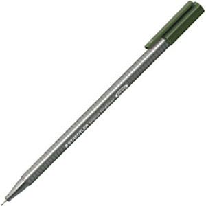 Staedtler Triplus 334 Bolígrafo fineliner, punta superfina, cuerpo gris de polipropileno, tinta verde oscuro