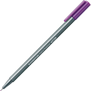 Staedtler Triplus 334 Bolígrafo fineliner, punta superfina, cuerpo gris de polipropileno, tinta violeta Staedtler Triplus 334 Bolígrafo fineliner, punta superfina, cuerpo gris de polipropileno, tinta violeta