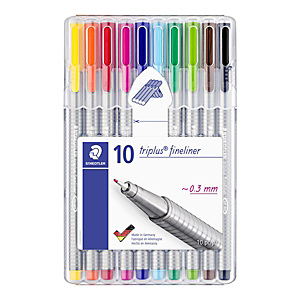 Staedtler Triplus Bolígrafo fineliner, punta superfina, cuerpo gris de polipropileno, colores de tinta variados