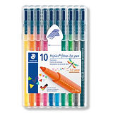 Staedtler Triplus®, Rotulador de punta de fibra, punta fina, trazo de 1 mm, colores surtidos, pack de 10 Staedtler Triplus®, Rotulador de punta de fibra, punta fina, trazo de 1 mm, colores surtidos, pack de 10
