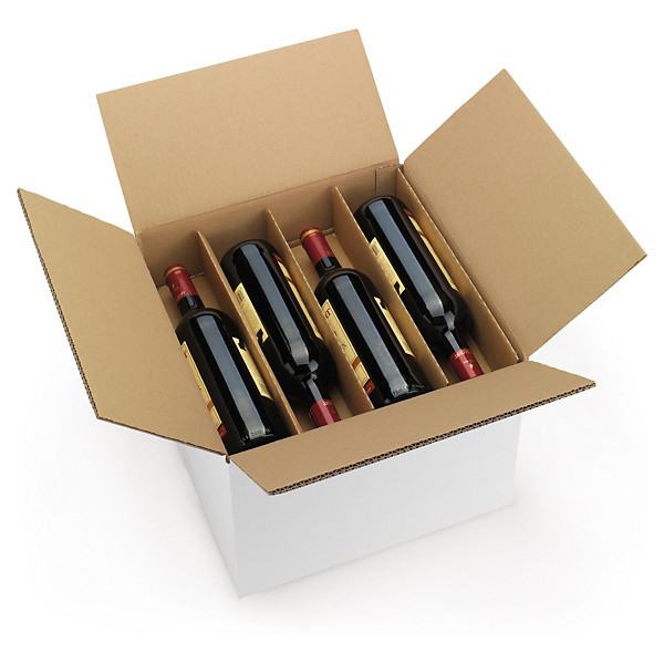 Standard flaskemballage med liggande rumdelare för 6 eller 12 flaskor på 75 cl - 1