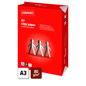 Staples A3 80 gramos Papel para láser, inyección tinta, fotocopiadoras y fax, blanco Staples A3 80 gramos Papel para láser, inyección tinta, fotocopiadoras y fax, blanco