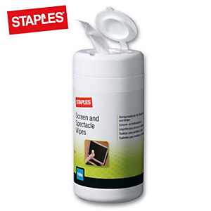 Staples Barattolo Salviette per Schermi e Occhiali Staples Barattolo Salviette per Schermi e Occhiali