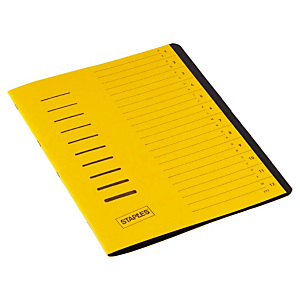 Staples Básico Clasificador, A4, cartulina, 12 pestañas, amarillo Staples Básico Clasificador, A4, cartulina, 12 pestañas, amarillo