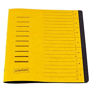 Staples Básico Clasificador, A4, cartulina, 7 pestañas, amarillo Staples Básico Clasificador, A4, cartulina, 7 pestañas, amarillo