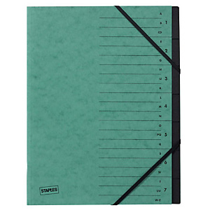 Staples Básico Clasificador, A4, cartulina, 7 pestañas, verde Staples Básico Clasificador, A4, cartulina, 7 pestañas, verde