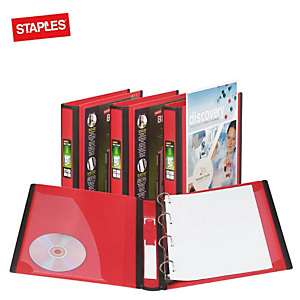 Staples BETTER™ Raccoglitore ad anelli, A4, Dorso 40 mm, Capacità 275 fogli, Polipropilene, Rosso Staples BETTER™ Raccoglitore ad anelli, A4, Dorso 40 mm, Capacità 275 fogli, Polipropilene, Rosso