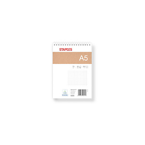 Staples Bloc con tapa, A5, cuadriculado, 50 hojas, cubierta blanda cartulina, rojo Staples Bloc con tapa, A5, cuadriculado, 50 hojas, cubierta blanda cartulina, rojo