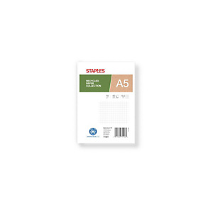 Staples Bloc reciclado con tapa, A5, cuadriculado, 50 hojas, cubierta blanda cartulina, verde Staples Bloc reciclado con tapa, A5, cuadriculado, 50 hojas, cubierta blanda cartulina, verde