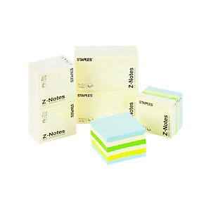 Staples Blocs de notas Z-Notes autoadhesivas, 76 x 76 mm, 70 gramos, amarillo Staples Blocs de notas Z-Notes autoadhesivas, 76 x 76 mm, 70 gramos, amarillo