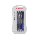 Staples Aura Bolígrafo retráctil de punta de bola, punta de 0,7 mm, cuerpo negro y azul con grip, tinta negra Staples Aura Bolígrafo retráctil de punta de bola, punta de 0,7 mm, cuerpo negro y azul con grip, tinta negra
