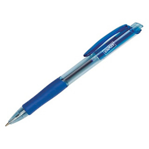 Staples Bolígrafo retráctil de punta de bola, punta mediana, cuerpo translúcido azul con grip, tinta azul Staples Bolígrafo retráctil de punta de bola, punta mediana, cuerpo translúcido azul con grip, tinta azul