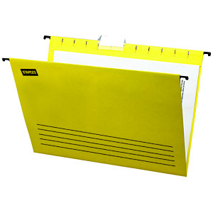 Staples Carpeta colgante para cajón Folio lomo V amarilla