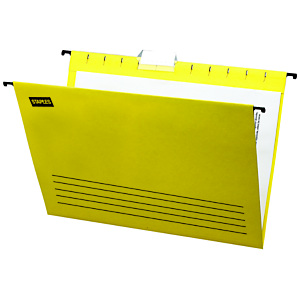Staples Carpeta colgante para cajón A4 lomo V amarilla Staples Carpeta colgante para cajón A4 lomo V amarilla