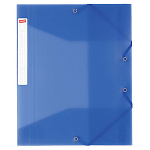 Staples Carpeta de gomas, A4, 3 solapas, 250 hojas, polipropileno, azul translúcido Staples Carpeta de gomas, A4, 3 solapas, 250 hojas, polipropileno, azul translúcido