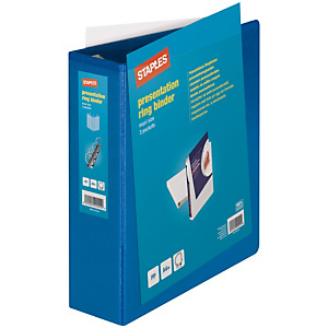 Staples Carpeta personalizable canguro de 4 anillas de 60 mm A4 Maxi lomo 86 mm de cartón plastificado azul Staples Carpeta personalizable canguro de 4 anillas de 60 mm A4 Maxi lomo 86 mm de cartón plastificado azul