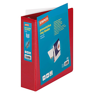 Staples Carpeta personalizable canguro de 4 anillas de 60 mm A4 Maxi lomo 86 mm de cartón plastificado rojo Staples Carpeta personalizable canguro de 4 anillas de 60 mm A4 Maxi lomo 86 mm de cartón plastificado rojo