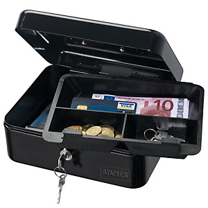 Staples Cassetta portavalori - Dimensioni (l x p x h) cm 15 x 11,5 x 7,5 - Colore nero Staples Cassetta portavalori - Dimensioni (l x p x h) cm 15 x 11,5 x 7,5 - Colore nero