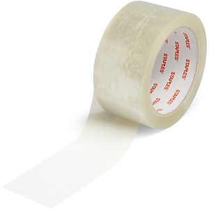 Staples Cinta de embalaje extrafuerte de bajo ruido, 50 mm x 66 m, PP, transparente Staples Cinta de embalaje extrafuerte de bajo ruido, 50 mm x 66 m, PP, transparente