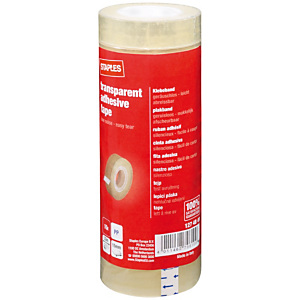 Staples Cinta de oficina, Transparente, Polipropileno, 15 mm x 33 m Staples Cinta de oficina, Transparente, Polipropileno, 15 mm x 33 m
