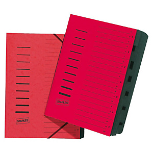 Staples Clasificador, A4, polipropileno, conjunto de 7 pestañas, rojo Staples Clasificador, A4, polipropileno, conjunto de 7 pestañas, rojo