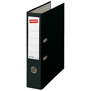 Staples Color Archivador de palanca, Folio, Lomo 80 mm, Capacidad 520 hojas, Cartón recubierto de polipropileno, Negro Staples Color Archivador de palanca, Folio, Lomo 80 mm, Capacidad 520 hojas, Cartón recubierto de polipropileno, Negro