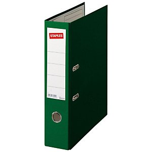 Staples Color Archivador de palanca, Folio, Lomo 80 mm, Capacidad 520 hojas, Cartón recubierto de polipropileno, Verde Staples Color Archivador de palanca, Folio, Lomo 80 mm, Capacidad 520 hojas, Cartón recubierto de polipropileno, Verde
