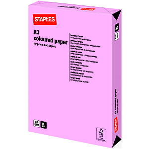 Staples Coloured paper Carta Colorata A3 per Laser e Getto d'inchiostro 80 g/m² Rosa 500 fogli Staples Coloured paper Carta Colorata A3 per Laser e Getto d'inchiostro 80 g/m² Rosa 500 fogli