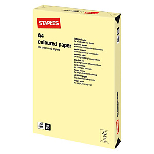 Staples Coloured Paper Papel de Colores para Faxes, Fotocopiadoras, Impresoras Láser e Impresoras de Inyección de Tinta Amarillo Canario A4 120 g/m² Staples Coloured Paper Papel de Colores para Faxes, Fotocopiadoras, Impresoras Láser e Impresoras de Inyección de Tinta Amarillo Canario A4 120 g/m²