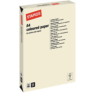 Staples Coloured Paper Papel de Colores para Faxes, Fotocopiadoras, Impresoras Láser e Impresoras de Inyección de Tinta Marfil A4 120 g/m² Staples Coloured Paper Papel de Colores para Faxes, Fotocopiadoras, Impresoras Láser e Impresoras de Inyección de Tinta Marfil A4 120 g/m²