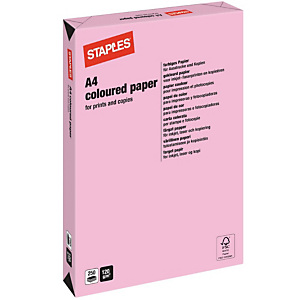Staples Coloured Paper Papel de Colores para Faxes, Fotocopiadoras, Impresoras Láser e Impresoras de Inyección de Tinta Rosa Pastel A4 120 g/m² Staples Coloured Paper Papel de Colores para Faxes, Fotocopiadoras, Impresoras Láser e Impresoras de Inyección de Tinta Rosa Pastel A4 120 g/m²
