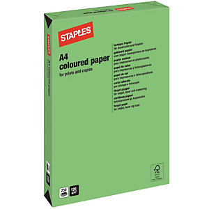 Staples Coloured Paper Papel de Colores para Faxes, Fotocopiadoras, Impresoras Láser e Impresoras de Inyección de Tinta Verde Intenso A4 120 g/m² Staples Coloured Paper Papel de Colores para Faxes, Fotocopiadoras, Impresoras Láser e Impresoras de Inyección de Tinta Verde Intenso A4 120 g/m²