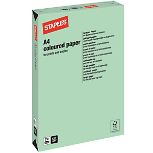 Staples Coloured Paper Papel de Colores para Faxes, Fotocopiadoras, Impresoras Láser e Impresoras de Inyección de Tinta Verde Pastel A4 120 g/m² Staples Coloured Paper Papel de Colores para Faxes, Fotocopiadoras, Impresoras Láser e Impresoras de Inyección de Tinta Verde Pastel A4 120 g/m²